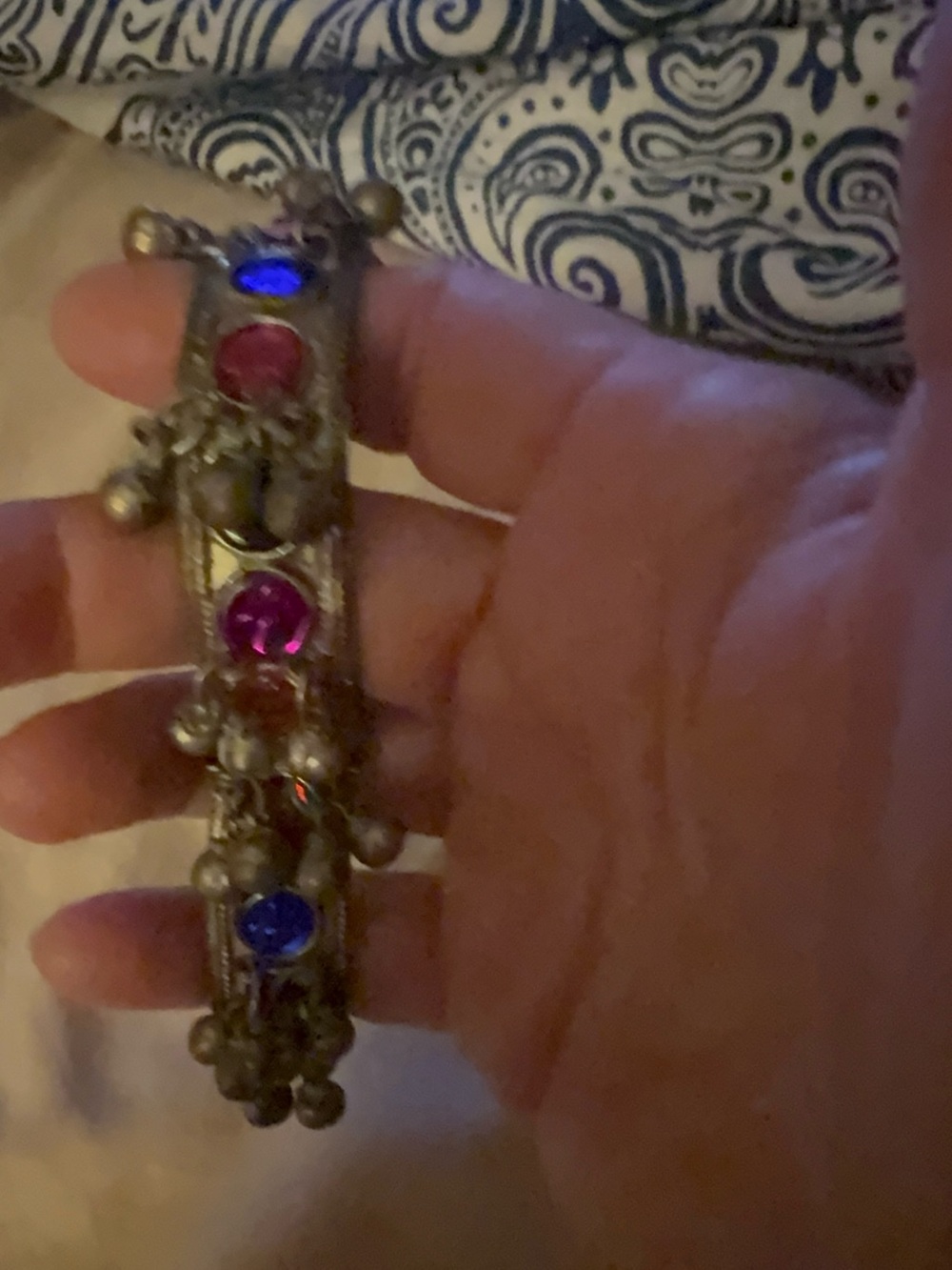 Vintage-Style Multicolor Gemstone Drop Bracelet